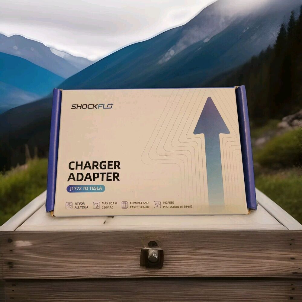 ShockFlo SAE J1772 to Tesla Electric Vehicle EV Charger Adapter IP65 80A 250V